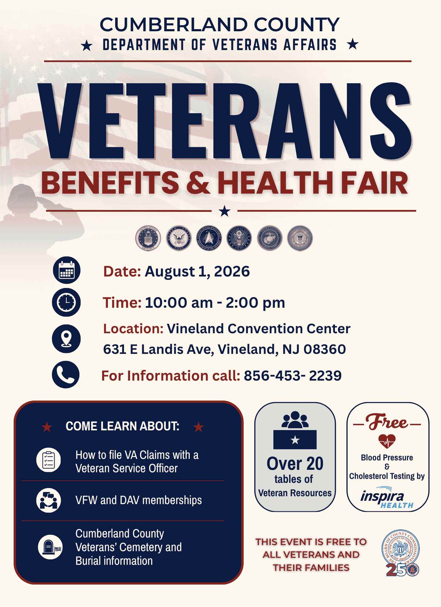 Veterans Benefits & Health Fair flyer with text